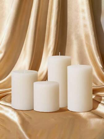 1 Stück weiße gerippte Säulenkerze, duftende Kerze, Set mit 1 gerippter Säulenkerze, Breite 5cm Höhe 10cm, 15cm, 20cm, große gemischte duftende Sojawachs-Säulenkerzen in Weiß, ästhetisch geriffelt, moderne Heimdekoration für Badezimmer, Wohnzimmer, Hochzeit