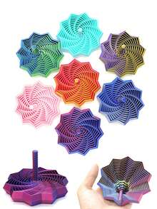 1pc 3D Printed Decompression Star Optical Illusion Folding Toy, Polygonal Carrot Tower Spiral 3D Desktop Creative Toy - Multicolor - View 1