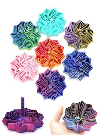 1pc 3D Printed Decompression Star Optical Illusion Folding Toy, Polygonal Carrot Tower Spiral 3D Desktop Creative Toy