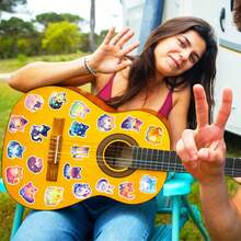 50Pcs Cute Cat Stickers, Colorful Kawaii Cat Stickers For Water Bottles Laptops Phones Skateboards Guitars Luggage Scrapbooks Helmets Bicycles Motorcycles Cars, Vinyl Waterproof Stickers For Teens Adults, Starry Sky Cat Themed Stickers Pack Cute Things Birthday Gifts, Back To School, Halloween, Christmas Gifts - Multicolor - View 3