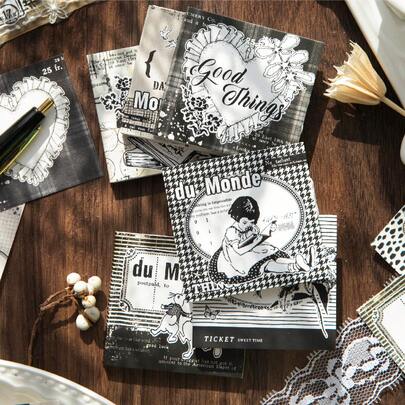 40pcs/Pack Vintage European Style Scrapbooking Paper, DIY Decorative Non-Adhesive Material Paper, Holiday Gift, Handmade Collage Supplies, Personalized Scrapbook Planning Creative School Stationery
