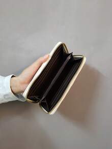 Versatile Minimalist Solid Color Diamond Plaid Long Zipper Wallet