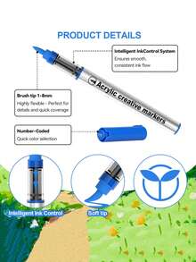 120 Farben Acrylfarb-Marker, BORRENCE Smart Ink System, super Farbmischfähigkeit, geeignet für Glas, Keramik, Kunststoff, Holz, Stein, Stoff, Papier und mehr, professionelles Malen, präzise Farben, kreatives Geschenk, Schul-Grundausstattung 2026 Kunstzubehör Set - Verschiedenfarbig - Übersicht 8