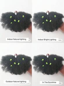 1 búi tóc Afro Puff có kẹp hoa cho trẻ em, búi tóc Afro Puff mềm mại, xoăn tít, kiểu tóc búi lớn cho bé gái, có dây chun. - màu đen - Xem 7