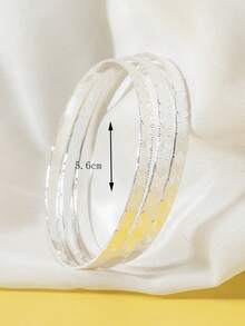 3pcs Girls' Unique Metal Geometric Chunky Rhombus Stackable Bangle Bracelets - Multicolor - View 14