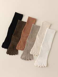 4 pares de calcetines de dedo para mujer de unicolor, antibacterianos, antideslizantes, transpirables y cómodos, versátiles para uso diario - Multicolor - Ver 8