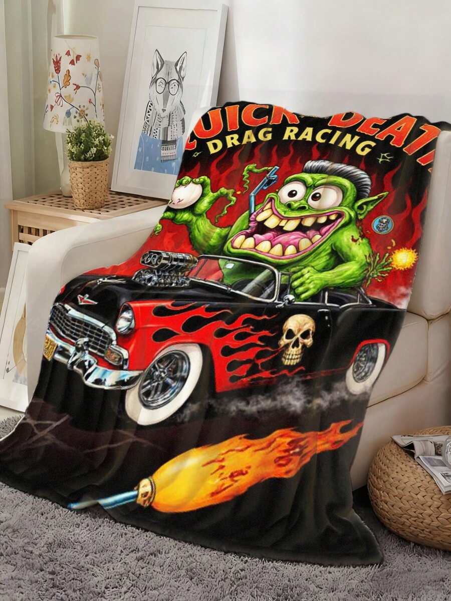 1 Piece Flannel Blanket, Suitable For All Seasons, Machine Washable, Multifunctional Portable Design, Applicable For Office, Sofa, Bedroom Blanket - Multicolor - View 1