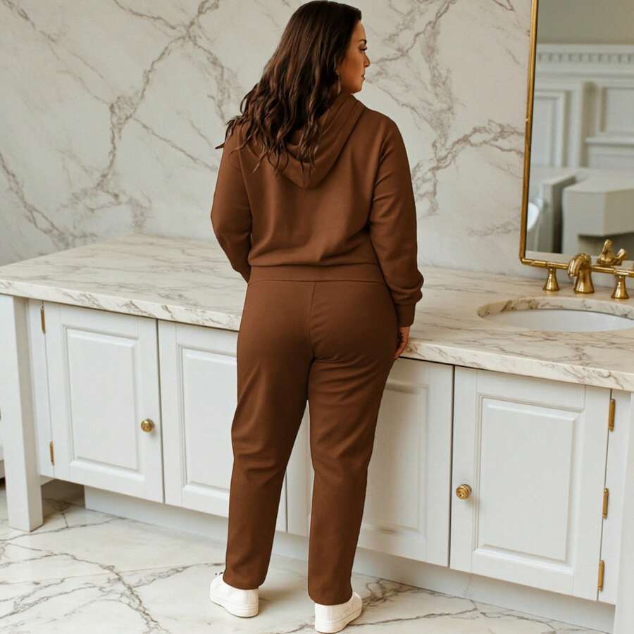 Plus Size Co-Ords - 咖啡棕 - 查看 1