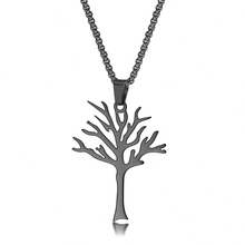 Colgante de collar con diseño de árbol de la vida de acero inoxidable con diseño hueco plateado - Accesorio de moda - Multicolor - Ver 7