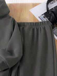 Tween Boy Slogan Graphic Hoodie And Sweatpants Casual Everyday Outfit, Autumn/Winter - Dark Grey - View 4