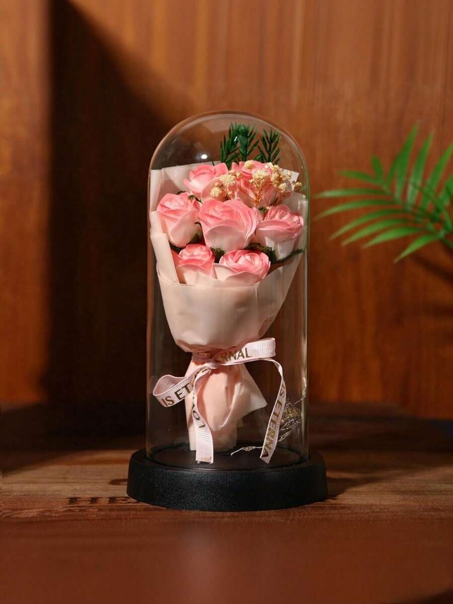 Eternal Preserved Pink Rose Gift Box, Romantic Flower Bouquet For Girlfriend/Wife, Valentine's Day/Anniversary Present - Pink - View 1
