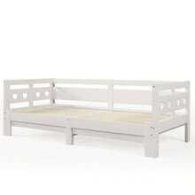 Daybed, Pull-Out Bed, 90*200cm, Solid Pine, With A Second Sleeping Space And A Fold-Out Slatted Base, Heart-Shaped Bed, White - White - View 2