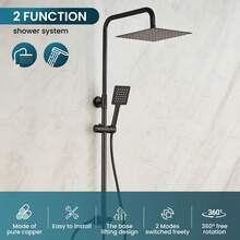 8/10-Inch Square Adjustable Rainfall Handheld Shower Set – Chrome-Plated Thermostatic Mixer With Hose & Stainless Steel Bar For Overhead And Handheld Use - 10-inch - View 5