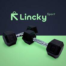 Kit de Mancuerna hexagonal de caucho Lincky de 10, 15, 20 y 25 libras, Par de mancuernas Ideal para ejercicio en casa, gym, crossfit, ejercicio de entrenamiento de fuerza profesional o hogar. - Negro - Ver 7