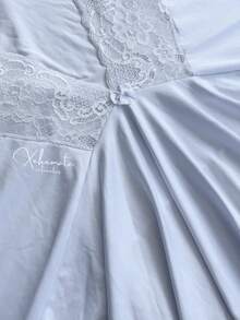 Sexy Lace Nightgown With Backless Detail, Ruffled Train, Slit, No Padding, Sleep Dress, Lingerie, Nightwear Line - White - View 3