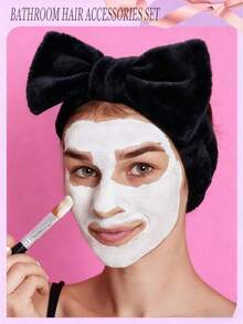 1/2/3Pcs Spa Headband For Washing Face Wristband Set,Skincare Headband And Wristband Set Headband Skincare Bathroom Wristband, Leopard Print Headband, Soft Bow Hair Band Skincare Headbands For Washing Face Women - Multicolor - View 4