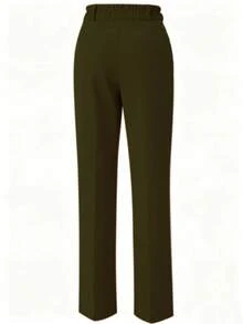 Women's Trousers - Elegant And Fashionable, Suitable For Work, Without Belt Spring - Olive Green - View 4