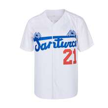Men's #21 Roberto Clemente Puerto Rico Santurce Crabbers Terylene Embroidery Baseball Jersey Sportswear Athlete Uniform Athletic Apparel - 白色 - 查看 2