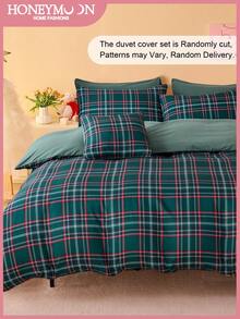 2/3 piezas Juego de Funda Nórdica a Cuadros Verdes (1 Funda Nórdica + 1/2 Fundas de Almohada, Sin Relleno), Cubrecama Decorativo Elegante para Dormitorio y Residencia, Certificado Oeko-Tex