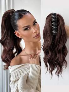 14 Inch Synthetic Wig Ponytail Women's Mid-Length Short Curly Hair Strap Style Curly Big Wave Wig Piece(Natural Black, Light Brown, Dark Brown, Brownish Black) - Multicolor - View 11