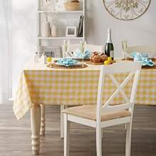 DII - Mantel de Mesa (177.8 cm), diseño de Cuadros, Color(132 x 132 cm (Rectangular) Amarillo) - Multicolor - Ver 4