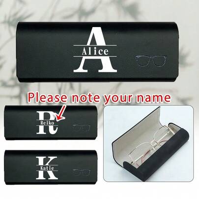 Customized Name PU Glasses Box Glasses Organizer Case With Magnetic Switch Sunglass Storage Hard Shell Protector Portable Protective Container Personalized DIY Pattern Travel Accessories For Pocket Purse