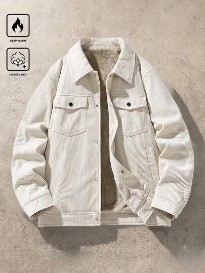 Men's Autumn/Winter Corduroy Jacket, Casual & Fashionable Thermal Lined Coat