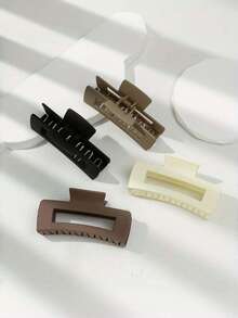 4 piezas/1 pieza Pinzas de pelo cuadradas de plástico grandes en negro, blanco y marrón para mujeres, tamaño: 11 cm, estilo elegante y minimalista, adecuado para uso diario, fiesta, viaje, etc. - Se puede usar para peinado, lavado de cabello, maquillaje, combinar atuendos, accesorios de verano, útiles escolares, otoño/invierno