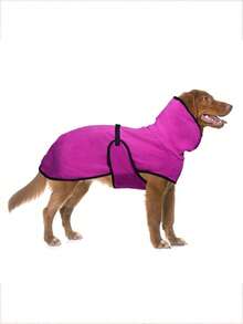 一件宠物服装，毛绒材质，金毛犬款，加厚保暖，带帽，纯色狗外套 - 彩色 - 查看 8