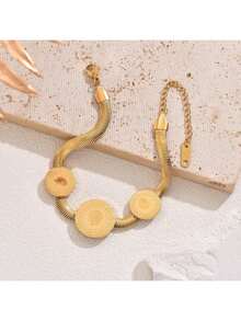 1pc Fashionable 18K Gold Plated Stainless Steel Cross Bracelet For Men, Adjustable, Gift Idea - Black - View 8