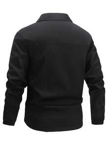 Plus Size Men's Windproof Waterproof Bomber Jacket, Suitable For Tactical Hiking And Casual Wear, Spring/Autumn - Black - View 4