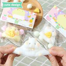 1pcs-Handmade Hamster Toys Ultra Soft Squishy Fidget Toys Squeeze Toys For Stress Relief (Hamster Yellow) - chuột đồng - Xem 5