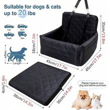 1pc High Quality Foldable Pet Booster Seat Cushion, Waterproof Pet Car Seat Cover, Suitable For Pets Outdoor And In-Car Use, All Season