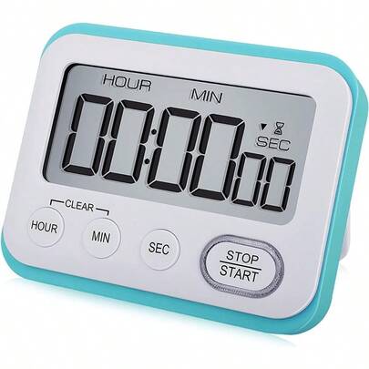 HAWTDigital Kitchen Timer Magnetic Loud Alarm Large LCD Screen Silent/Beeping Multi-Function For Teachers Classroom Sky Blue