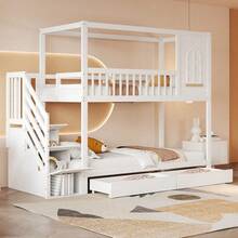 Kids Bed Frames, Headboards & Footboards - White + Wood + 90cm*200cm-1 - View 2