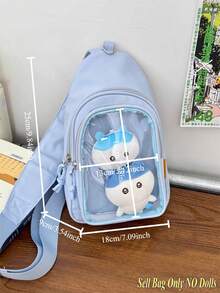 Cute Lolita Ita Bag Women Kawaii Japanese College Student Crossbody Bags Preppy Style Small Nylon Backpack Transparent Clear Ita Bag 10CM Doll Ita Bag With Badges Display Plate New Purese And Handbags Portable Sling Bag Girls Shoulder Bag School Anime Comic Con Bag Clear Bags Women Chest Bag Candy Color Back To School Gifts Girls School Gifts JK Uniform Bag Concert Bag - 藍色 - 查看 4