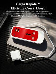 Regleta Cargador Multicontactos,Extencion Portatil Para Viaje Con Puestos Usb Y Enchufe - Azul - Ver 3