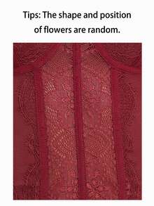 1 pièce Haut corset pour femmes pour sortir, haut de soirée en dentelle et tulle avec bretelles fines - Rouge foncé - Voir 5