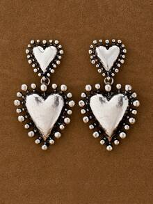 1 Pair European & American Fashion Heart Pendant Earrings, Elegant & Unique Design, Suitable For Thanksgiving, Valentine's Day, Women's Jewelry - Earrings - View 1