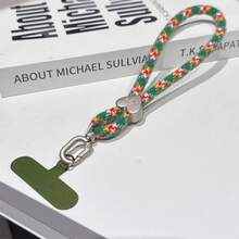 1pc Christmas Autumn/Winter Dopamine Contrast Color Heart Plush Knitted Lanyard, Versatile Phone Case Strap, Keychain, Unisex Creative High-End Gift