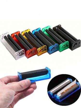 1pc Cigarette Rolling Machine, Suitable For 2.8", 3.1" And 4.3" Rolling Papers, Handheld Plastic Cigarette Roller, Back To School Supplies - Random Color