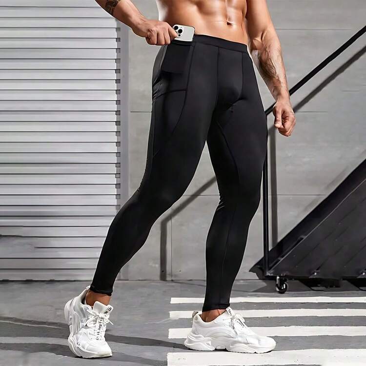 Pantalones de Compresión para Hombre, Licra Deportiva Larga Interior, Mallas Ajustadas para Hombre, Elásticas para Hacer Ejercicio, Atléticas, Frescas, Secas para Hacer Ejercicio, Gimnasio - Gris Oscuro - Añade 9
