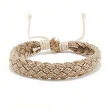 1pc New Style Hemp Rope Woven Bracelet Unisex Versatile Jewelry Valentine's Day Graduation Season Holiday Gift Neutral Style  Bracelet - Coffee Brown - View 6