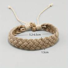1pc New Style Hemp Rope Woven Bracelet Unisex Versatile Jewelry Valentine's Day Graduation Season Holiday Gift Neutral Style  Bracelet - Coffee Brown - View 5