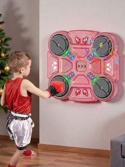 四键智能音乐拳击沙袋 - 智能音乐拳击靶，配备炫酷灯光、动感音乐和感官训练功能，适合儿童使用。可调节速度，锻炼反应能力、节奏感和体能，也适合成人和儿童。是万圣节、圣诞节、复活节和生日的完美礼物。