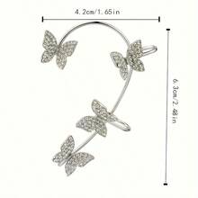 2PCS/Set Butterfly Earrings Ear Cuffs Climber Wrap Around Earrings For Women Fairy Right Left No Piercing Ear Clip Silvery Ear Jewelry Gift - Bạc - Xem 7