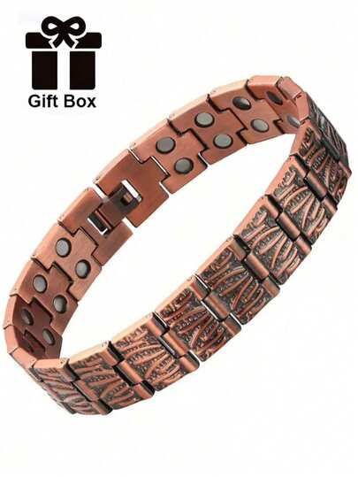 Retro-Chic Magnetic Bracelet Wide-Row Wood Grain Detachable Men's Bracelet Holiday Gift Gift Box Packaging Free Adjustment Tool