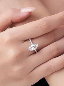 925纯银莫桑石戒指，女士款，低过敏性，高端订婚/结婚戒指，情人节/生日礼物，防氧化礼盒包装 - 戒指 - 查看 3