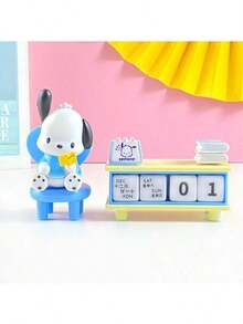 Sanrio 1件三丽鸥[可爱三丽鸥日历] 三丽鸥可爱卡通人物日历 - 可爱的波恰可设计，配有坚果和荷包蛋，合成橡胶材质，英文文字，非常适合办公室或学校装饰，理想的女性礼物，桌面配件，返校季用品，学习用品 - 彩色 - 查看 11