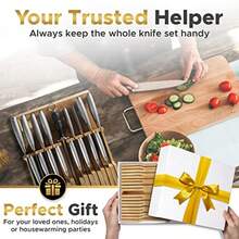 SELPONT nife Holder Extra Large 16.85x12.17" with Knife Sharpener Slot Premium Bamboo In-Drawer Knife Organizer Durable and Sustainable Updated Design Fits Most Standard DrawersKnife Holders - marrnclaronegro - Ver 5